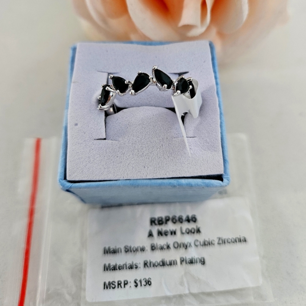 Black onyx rhodium plating size 7